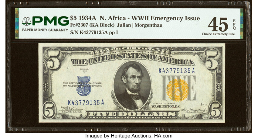 1934A $5  North Africa (Fr. 2307) thumbnail 3
