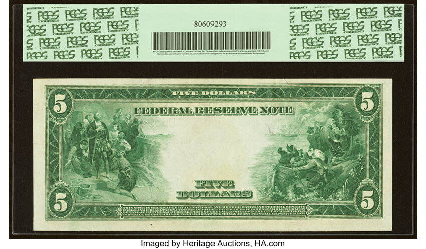 1914 $5  Blue Seal, Cleveland (Fr. 856) thumbnail 4