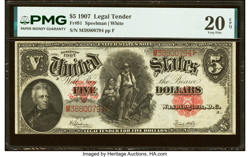 1907 $5  (Fr. 91) thumbnail 5