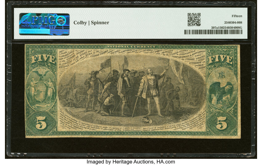 Original $5  1st Charter Period, Seal With Rays (Fr. 397a) thumbnail 16