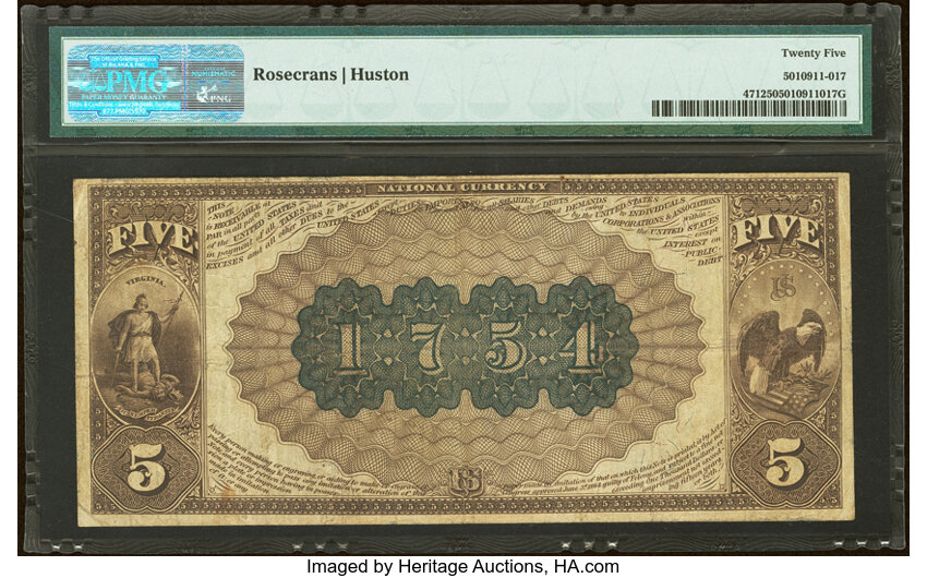 1882 $5  2nd Charter Period, 1st Issue, Brown Back (Fr. 471) thumbnail 20