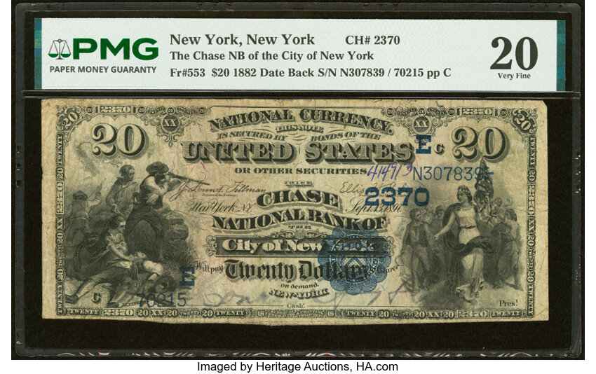 1882 $20  2nd Charter Period, 2nd Issue, Date Back (Fr. 553) thumbnail 2