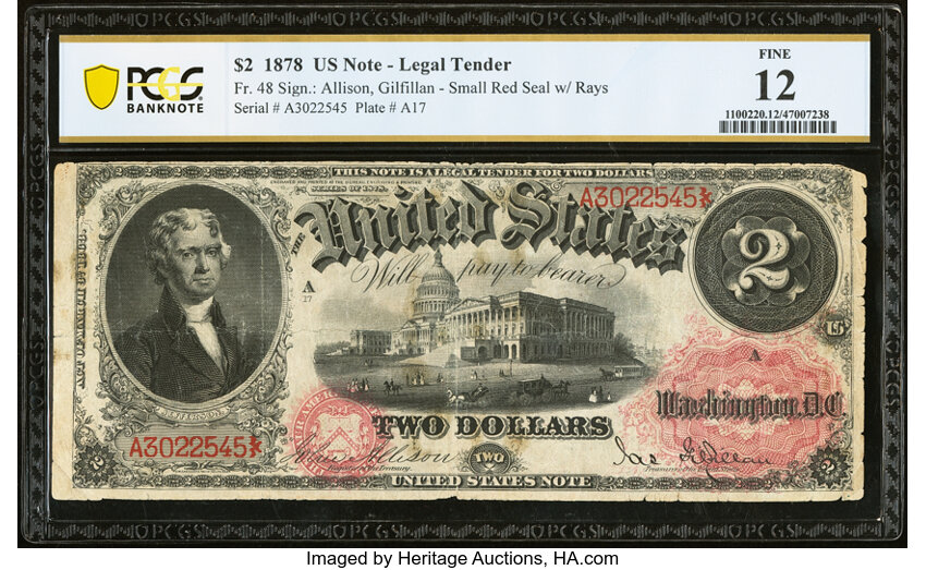 1878 $2  (Fr. 48) thumbnail 2