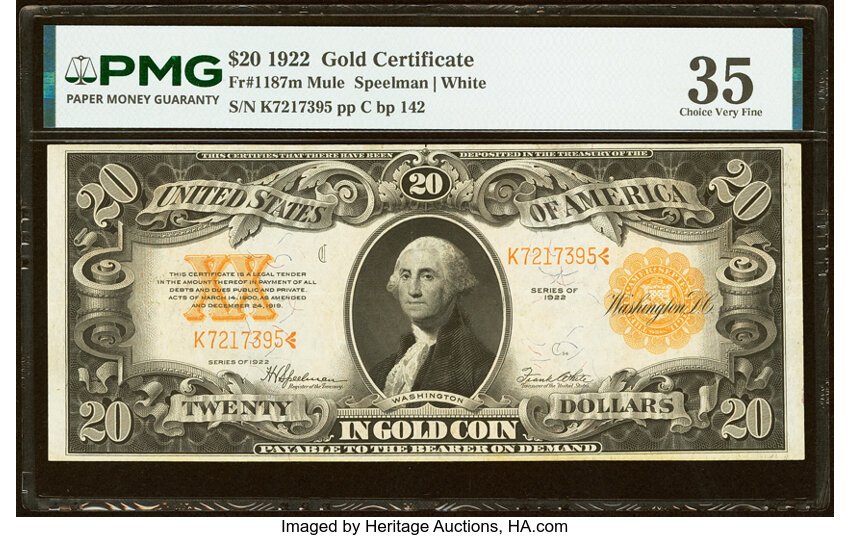 1922 $20  (Fr. 1187) thumbnail 3