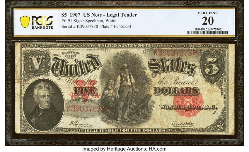 1907 $5  (Fr. 91) thumbnail 3
