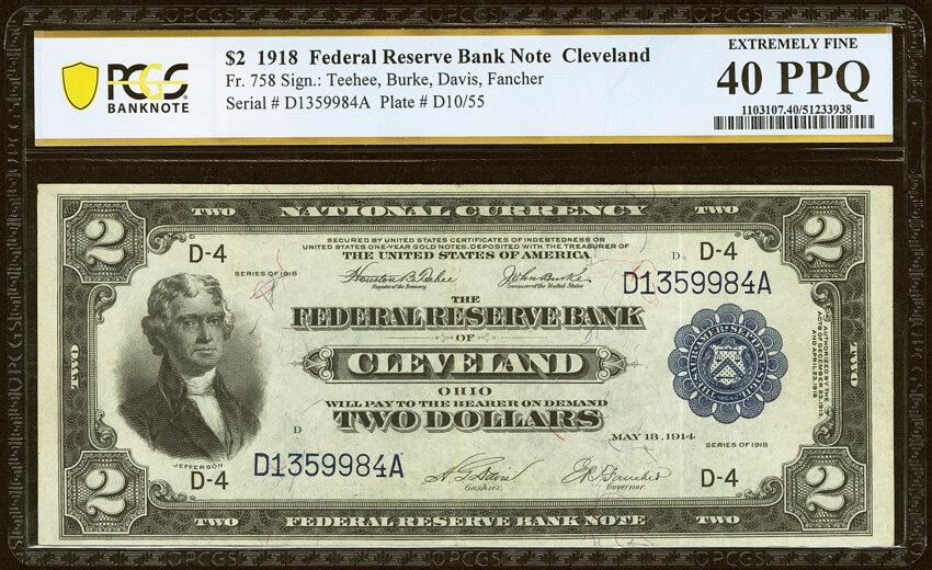 1918 $2  Cleveland (Fr. 758) thumbnail 2