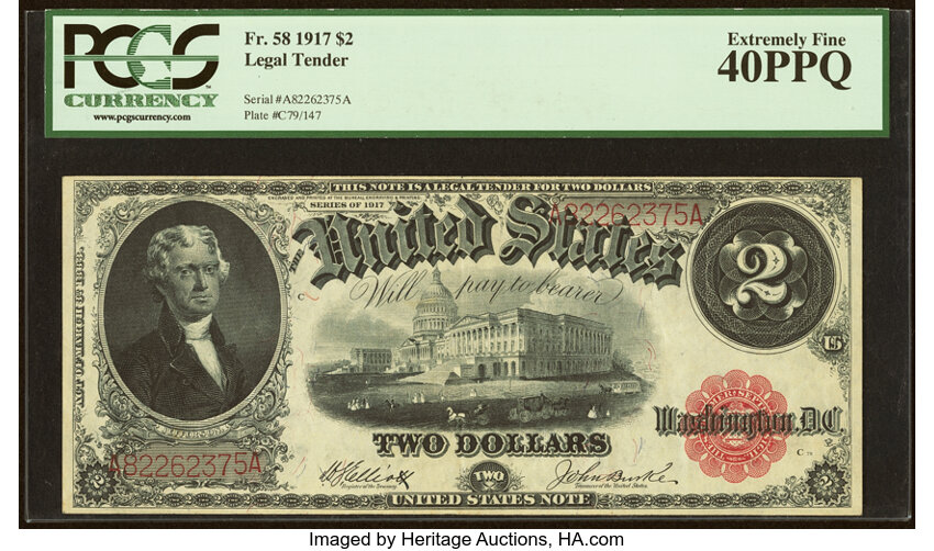 1917 $2  Mule (Fr. 58m) thumbnail 2