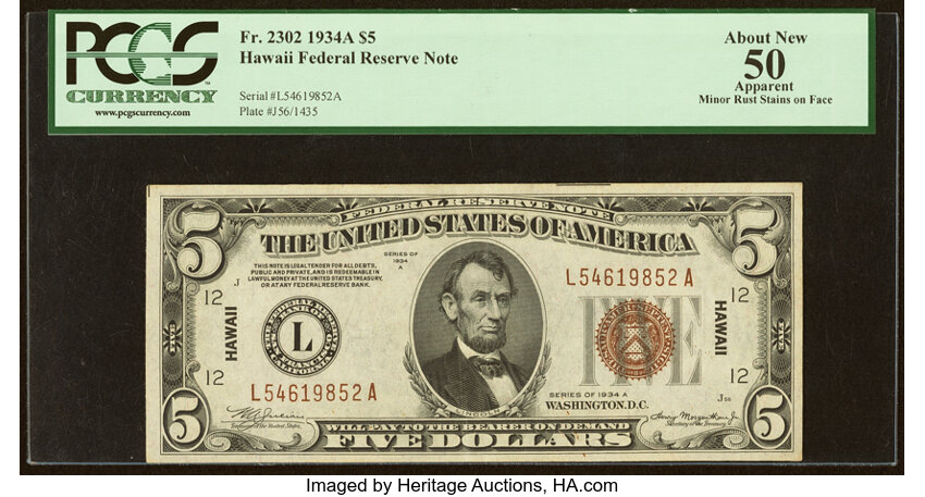 1934A $5  Hawaiian (Fr. 2302) thumbnail 2