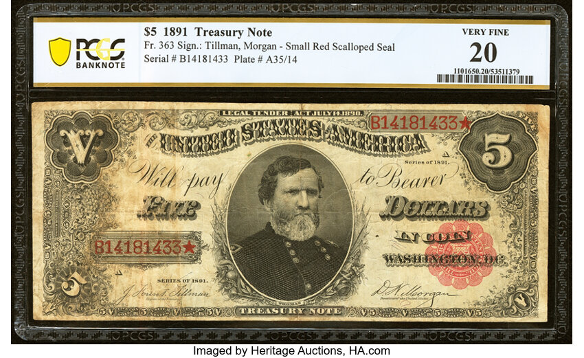 1891 $5  (Fr. 363) thumbnail 2