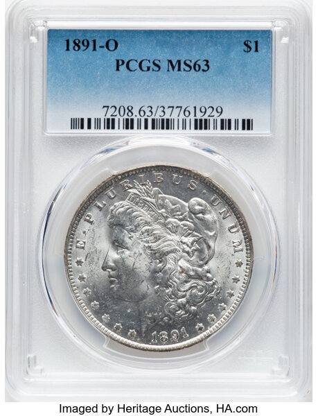 1891-O $1  E Clash, Die Gouge AT, VAM-1A4 MS thumbnail 2