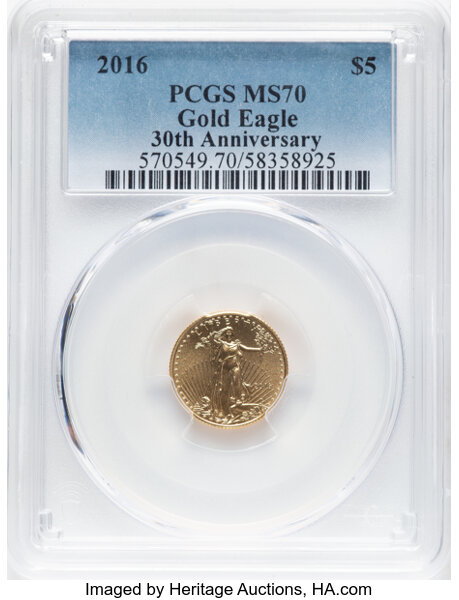 2016 $5  Gold Eagle, 30th Anniversary MS thumbnail 8