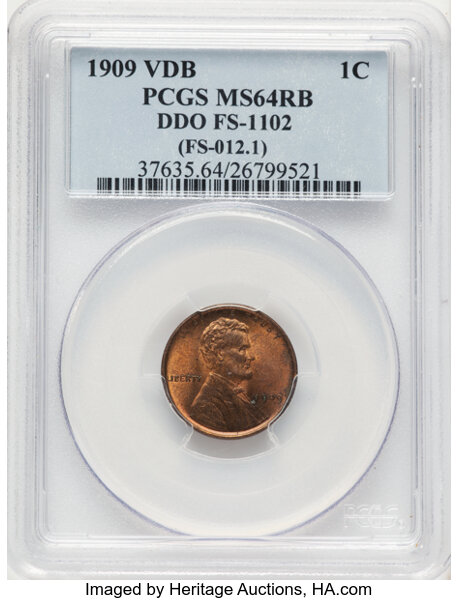 1909 VDB 1c Doubled Die Obverse, FS-1102 MS RB thumbnail 3