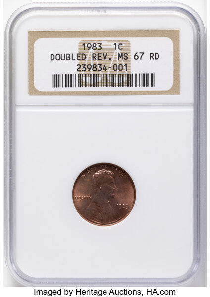 1983 1c Doubled Die Reverse, FS-801 MS RD thumbnail 2