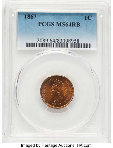1867 1c Repunched Date, FS-302, S-4 MS RB thumbnail 2