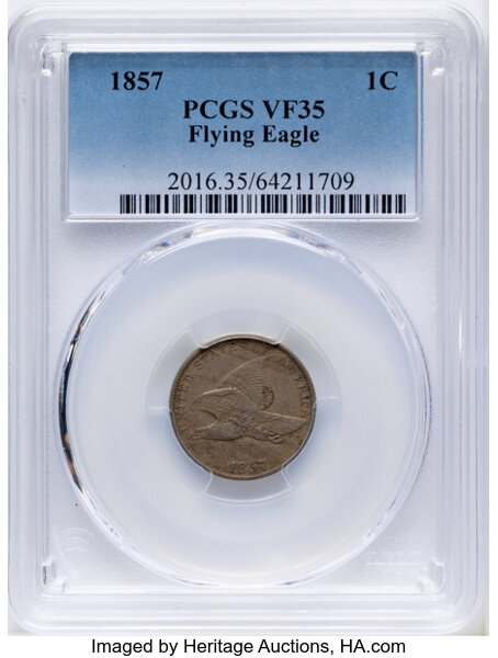 1857 1c Flying Eagle, FS-901, S-8 MS thumbnail 3
