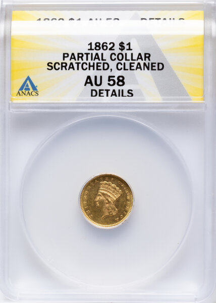 1862 G$1 Doubled Die Obverse, FS-101 MS thumbnail 4