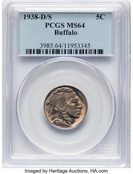1938-D/S 5c Buffalo MS thumbnail 4