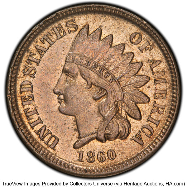 1860 1c Round Bust MS thumbnail 5