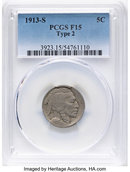 1913-S 5c Buffalo, Type 2 MS thumbnail 5