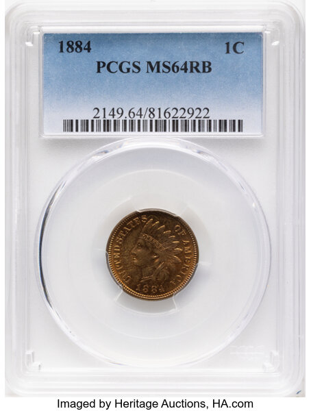 1884 1c Misplaced Date, Reverse Die Damage, FS-301/901, S-1 MS RB thumbnail 2