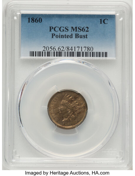 1860 1c Pointed Bust, FS-401 MS thumbnail 3