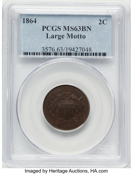 1864 2c Large Motto, RPD, FS-1304 MS BN thumbnail 3