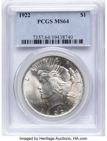 1922 $1  Extra Hair, VAM-2C2 MS thumbnail 2