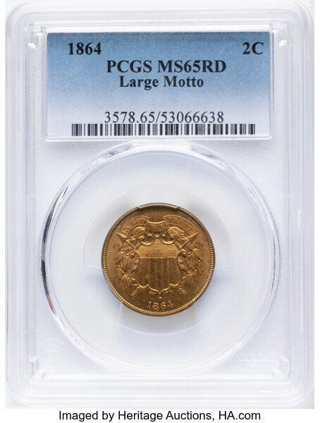 1864 2c Large Motto, Die Clash, FS-1401 MS RD thumbnail 3