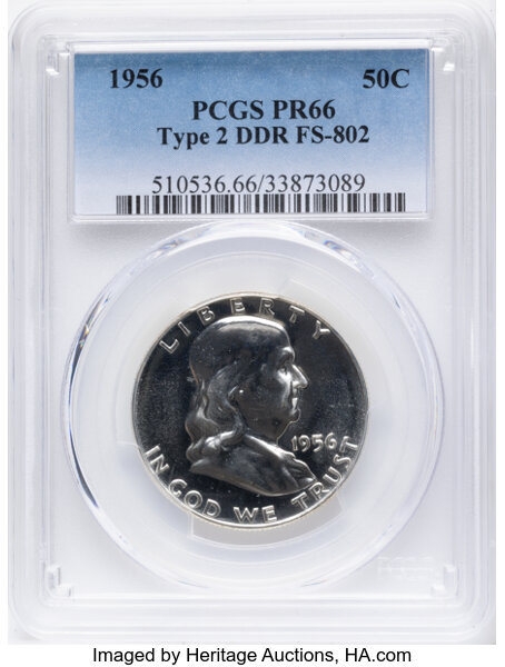 1956 50c Type 2, DDR, FS-802 PR thumbnail 2
