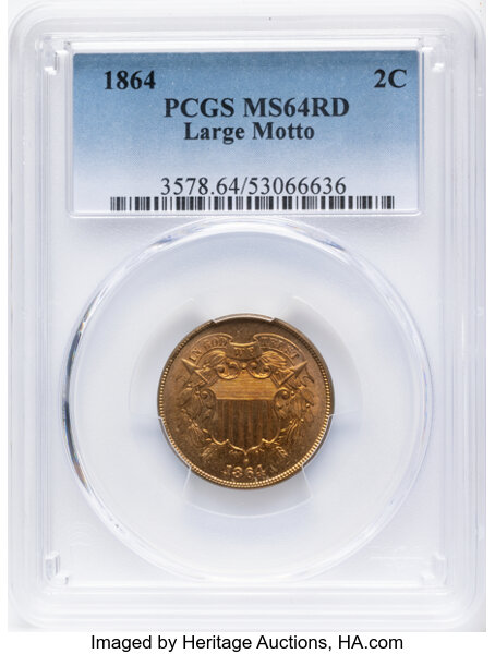 1864 2c Large Motto, Die Clash, FS-1401 MS RD thumbnail 2