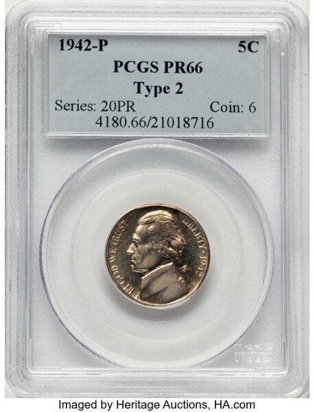 1942-P 5c Type 2, Silver PR thumbnail 2