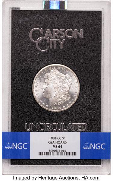 1884-CC $1  GSA Hoard, Die Gouge Cheek, VAM-7 MS thumbnail 2
