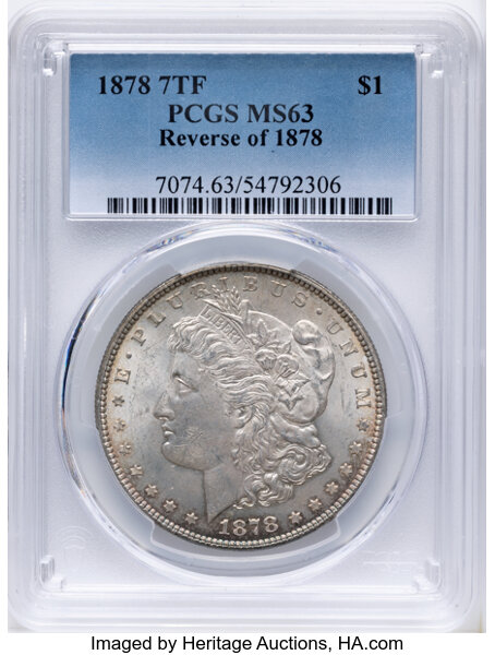1878 7TF $1  Reverse of 1878, Doubled Liberty, VAM-86 MS thumbnail 2