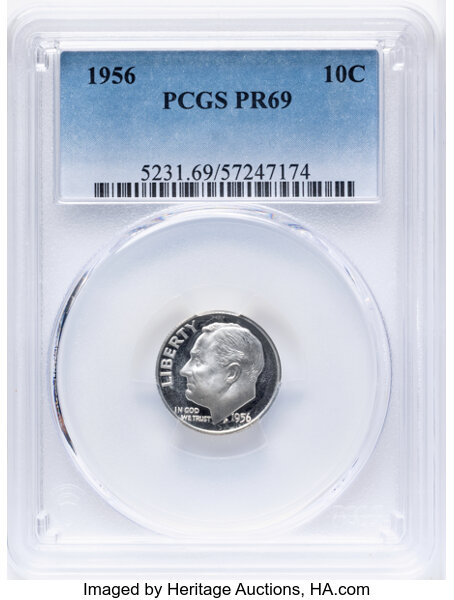 Roosevelt Dime Set 10c 1950-1964, Silver, 15 Coins PR thumbnail 19
