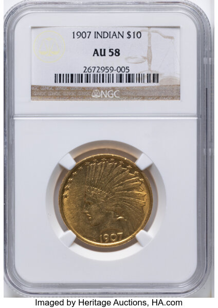 1907 $10  No Motto MS thumbnail 3