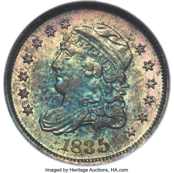 1835 H10c Large Date, Small 5c, LM-6 MS thumbnail 2