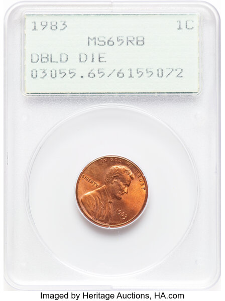 1983 1c Doubled Die Reverse, FS-801 MS RB thumbnail 2