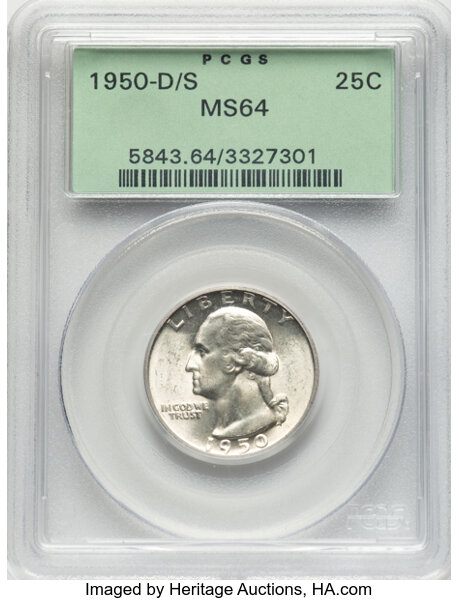 1950-D/S 25c Overmintmark, FS-601 MS thumbnail 2