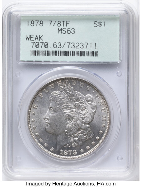 1878 7/8TF $1  Weak, 7/4, Doubled Legs, VAM-33 MS thumbnail 3