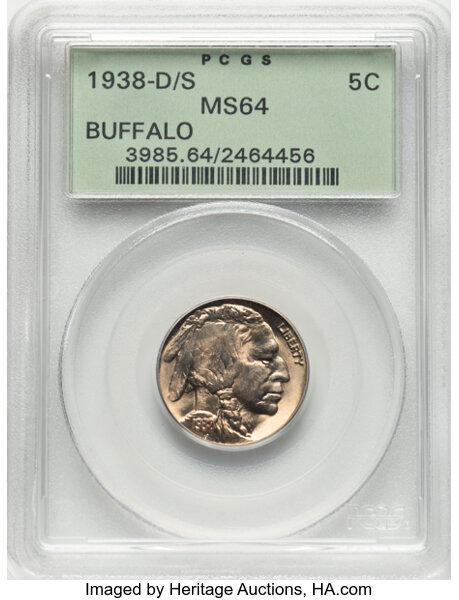 1938-D/S 5c Buffalo MS thumbnail 3