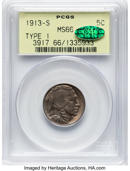 1913-S 5c Buffalo, Type 1 MS thumbnail 5
