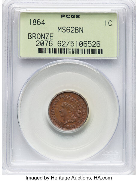 1864 1c Bronze, Doubled Die, FS-1101, S-4 MS BN thumbnail 2