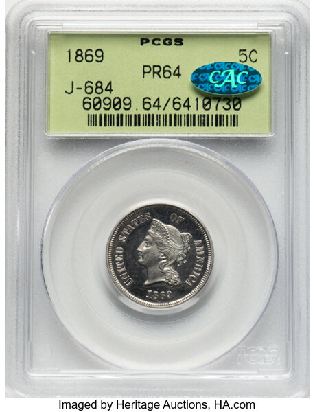 1869 P5c Nickel, J-684 PR thumbnail 2