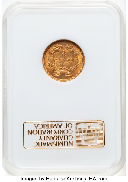 Three Dollar Gold Princess $3  1854-1889 [Type] AU53 thumbnail 2