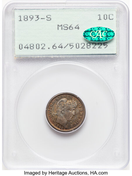 1893-S 10c MS thumbnail 3