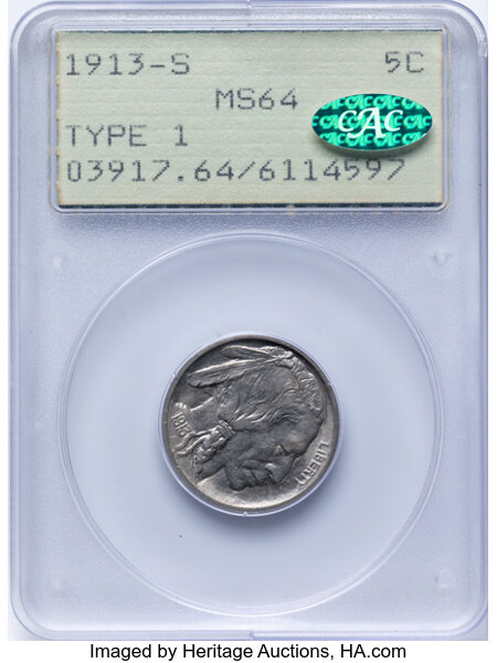 1913-S 5c Buffalo, Type 1 MS thumbnail 6