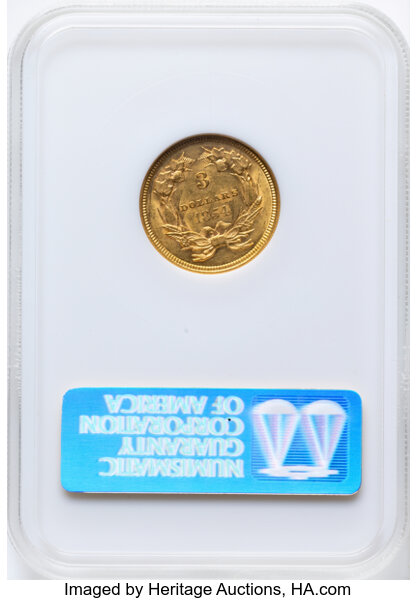 Three Dollar Gold Princess $3  1854-1889 [Type] AU58 thumbnail 2