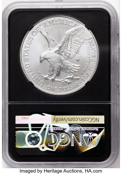 2021-W $1  Silver Eagle, Type 2, Burnished MS63 thumbnail 4