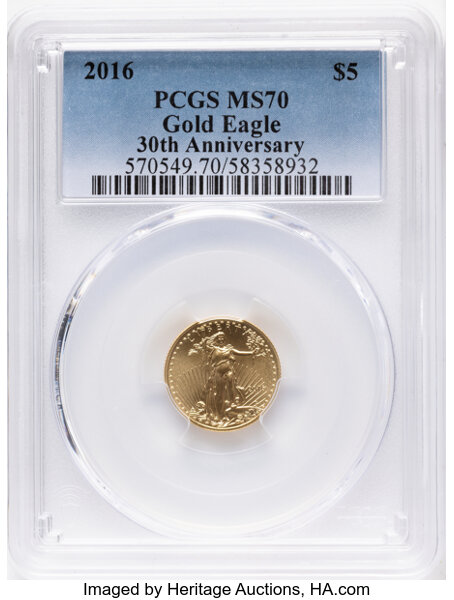 2016 $5  Gold Eagle, 30th Anniversary MS thumbnail 6