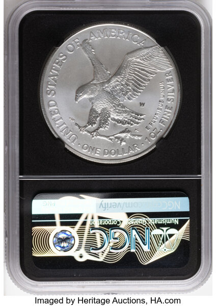 2021-W $1  Silver Eagle, Type 2, Burnished MS63 thumbnail 12